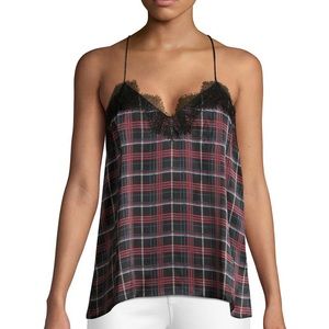 Cami NYC Silk Plaid Racer Tank - L